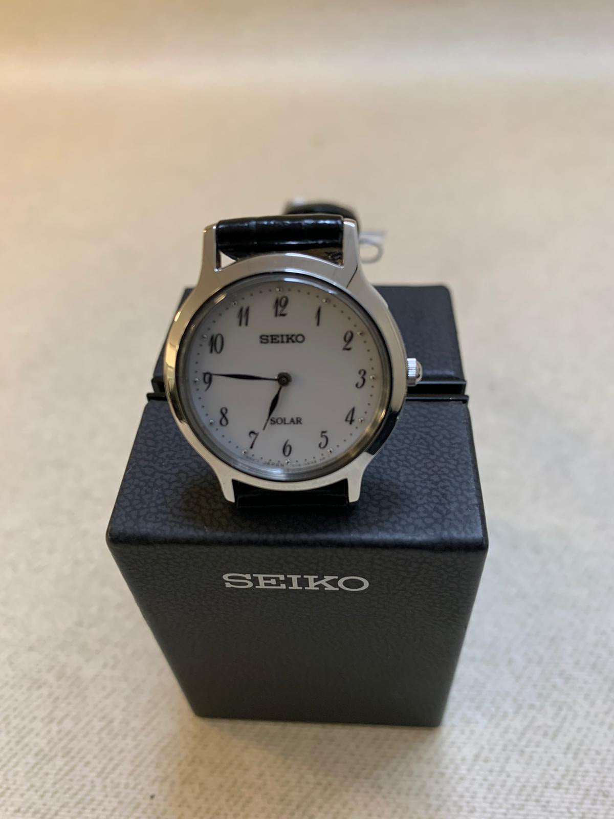 Seiko staal solar dameshorloge SUP369P1 Mignon Juwelier Goudsmeden