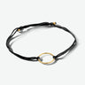 Zwart gevlochten armband 1 vergulde cirkel 26.00028