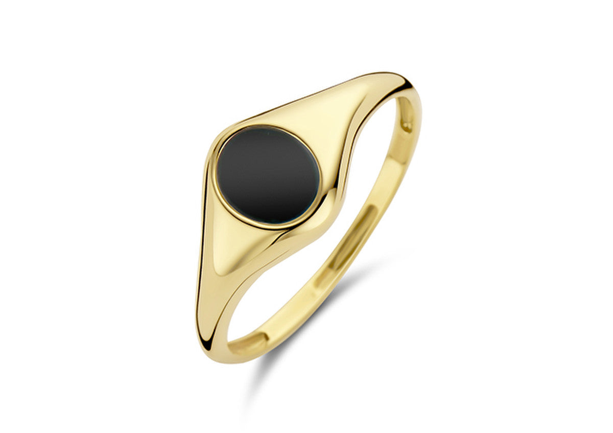 BlushRing1219YON-GeelGoudmetZwarteOnyx(14Krt)1219YON__1
