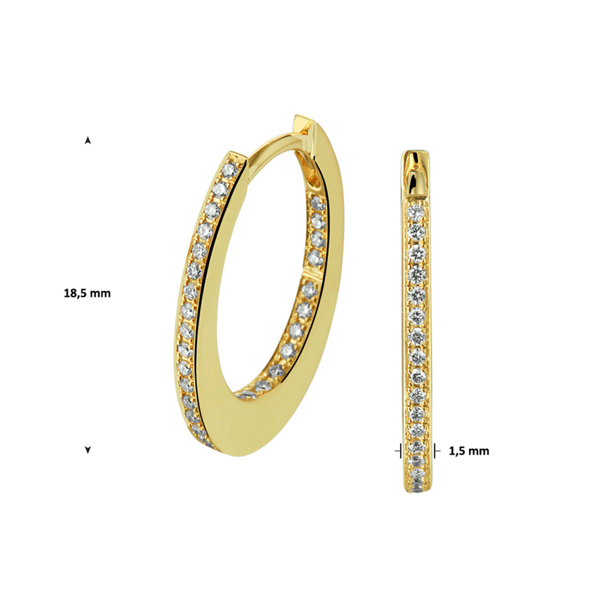 Geelgouden ovale oorringen met diamant 40.20581
