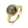 Geelgouden ring met grijze maansteen en diamant 40.27903