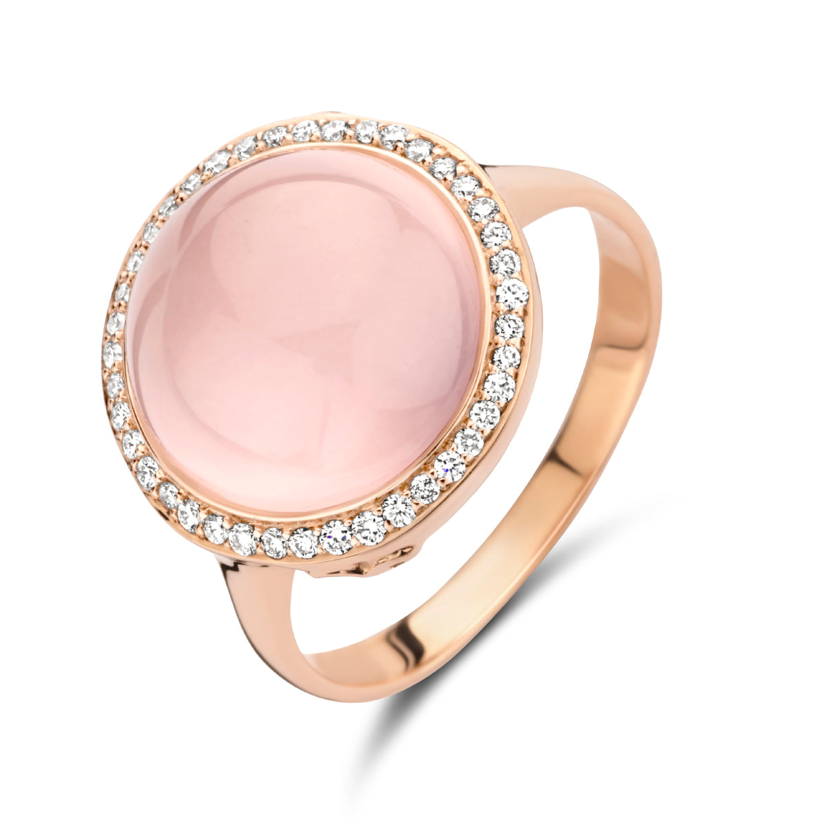 Voordracht het dossier Verenigde Staten van Amerika Rosé gouden ring met rozenkwarts en diamant 44.01428 – Mignon Juwelier &  Goudsmeden