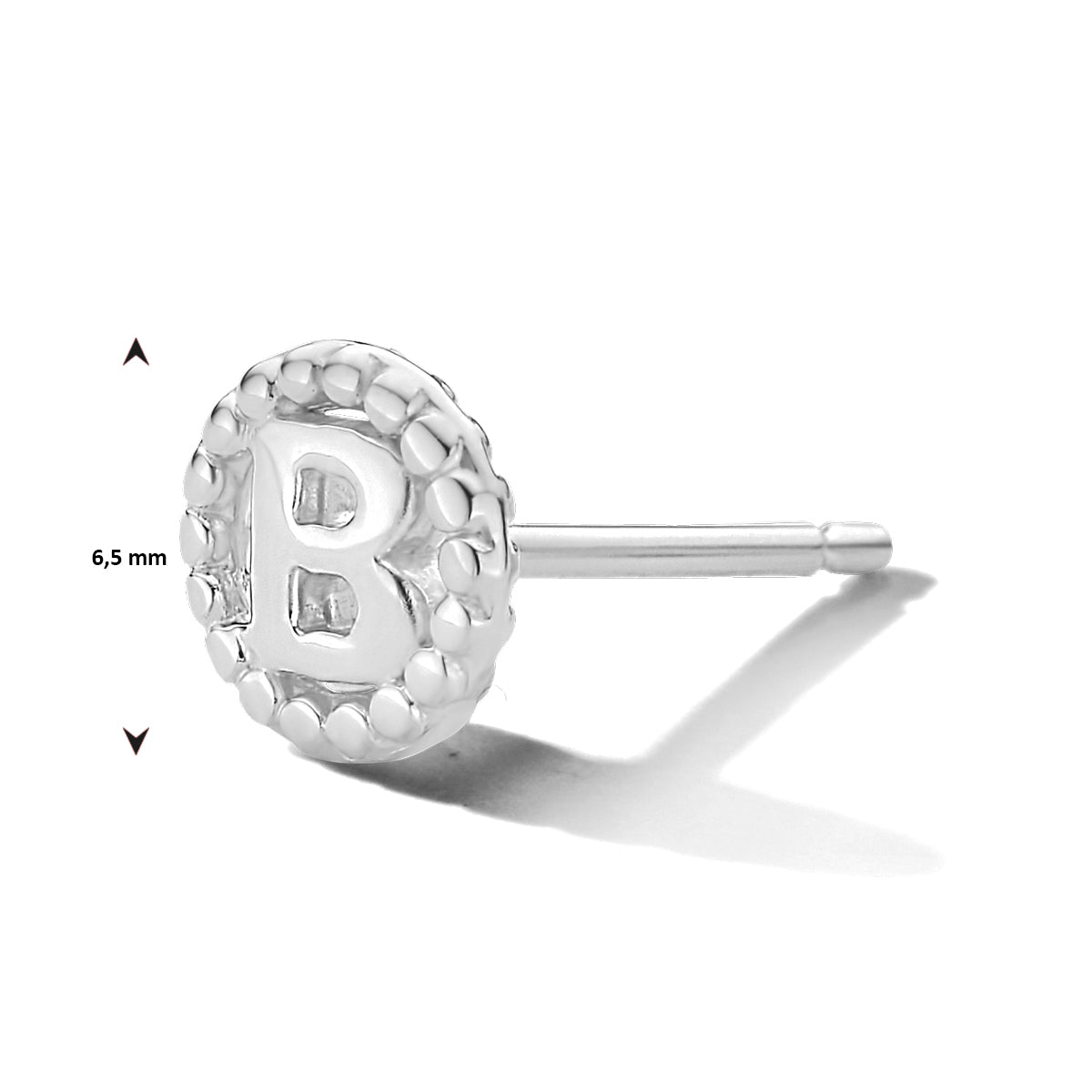 Zilveren oorknop letter B 13.34606